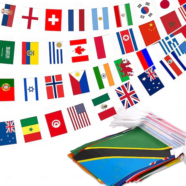International String Flag Banner for 200 Countries – Sports Events & Classroom Decor