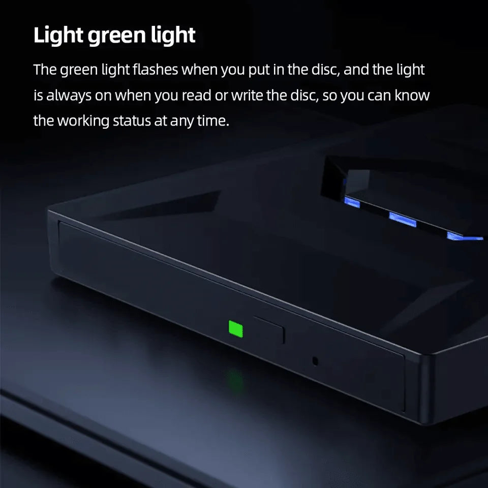 External DVD and CD Writer with USB Hub and SD Card Reader for PC and Laptop
