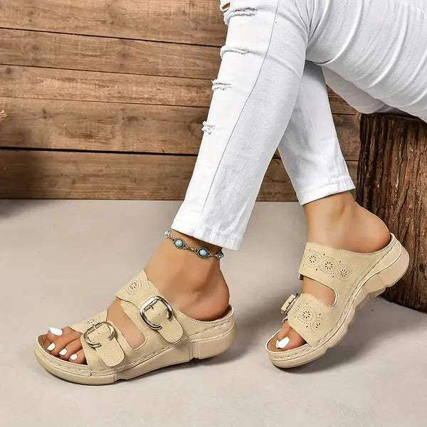 Adjustable Buckle Wedge Sandals