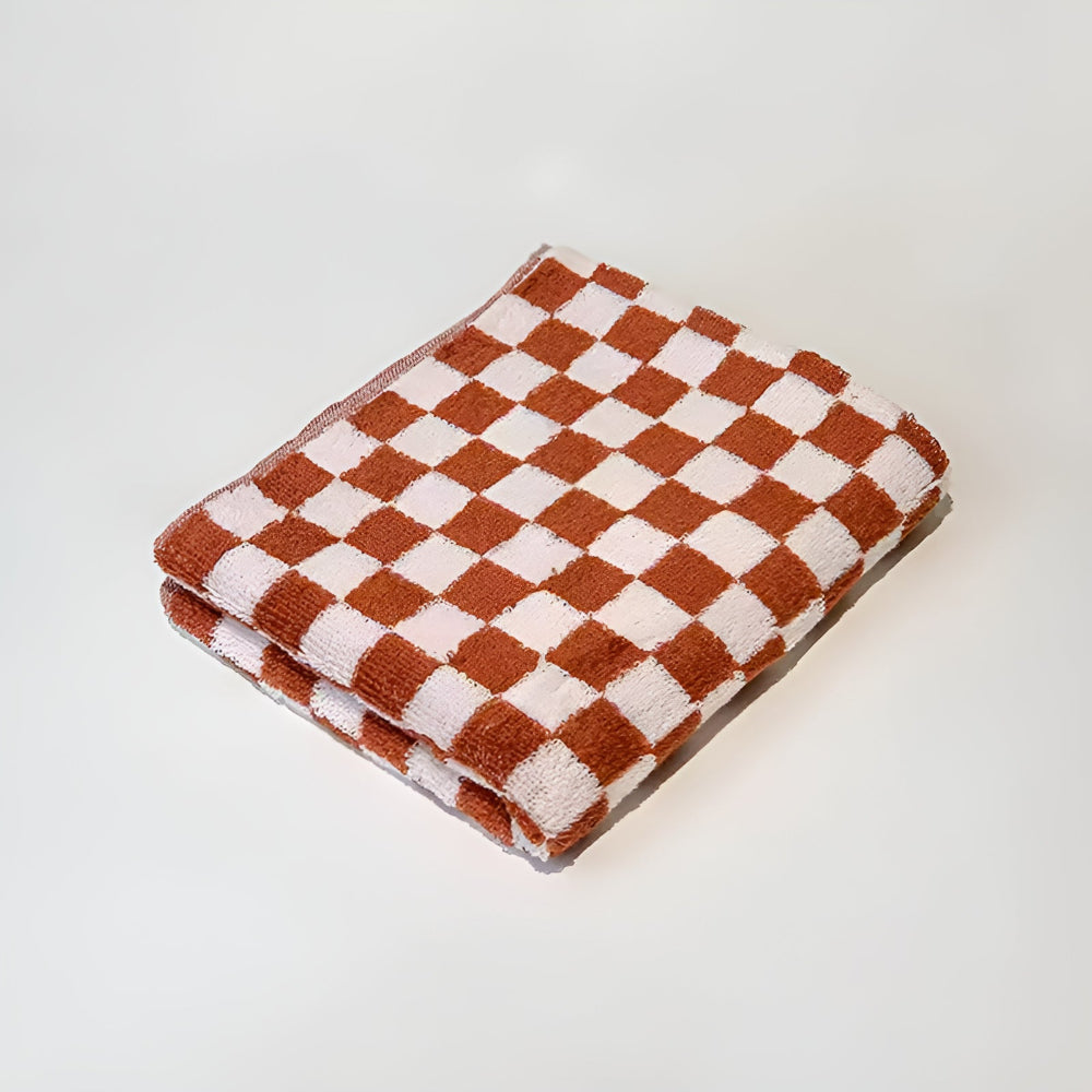 Retro Checkerboard Pattern Cotton Towel