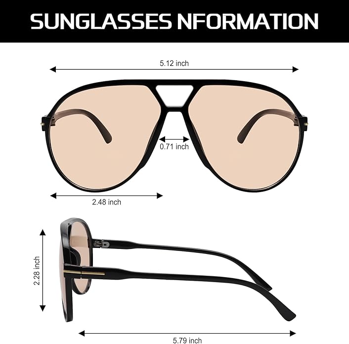 Retro Oversized Sunglasses – UV400 Protection Aviator Style
