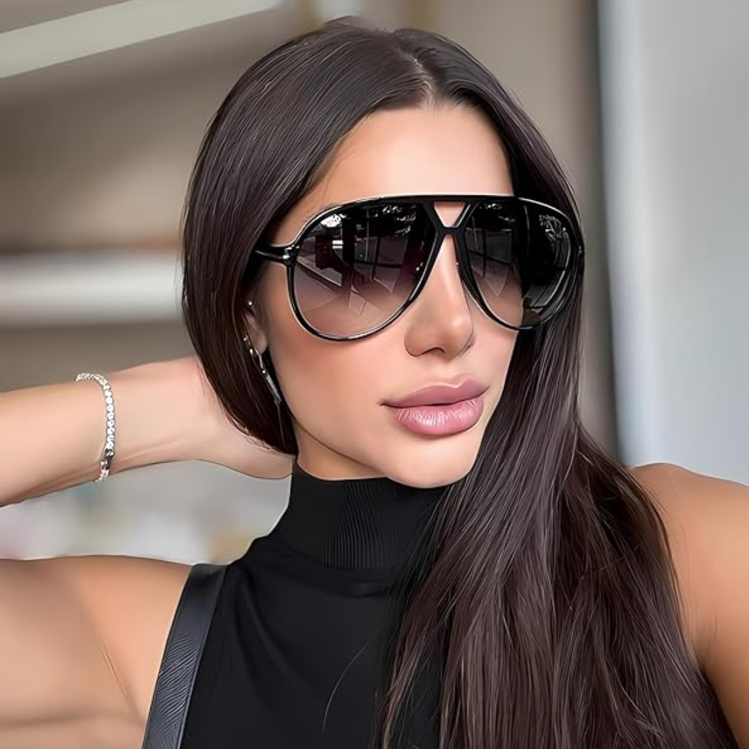 Retro Oversized Sunglasses – UV400 Protection Aviator Style