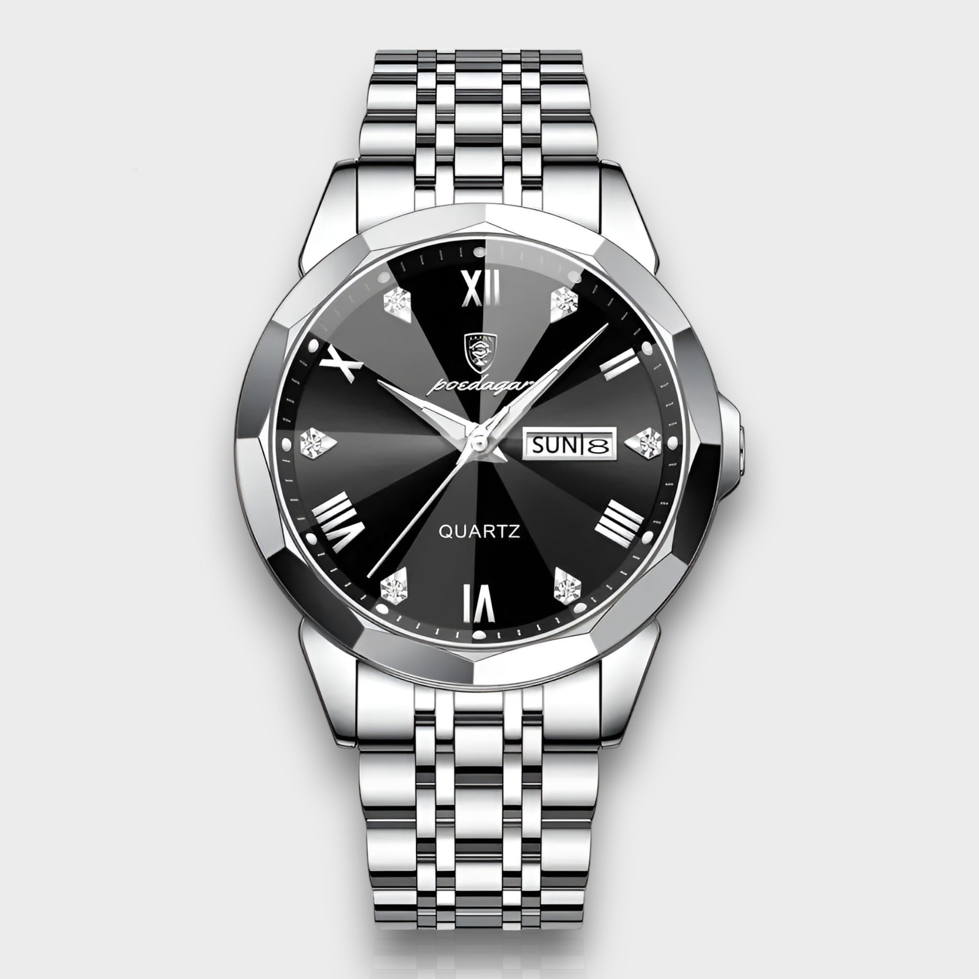 Quartz Movement Men's Watch with Stainless Steel Band - Elegant Design