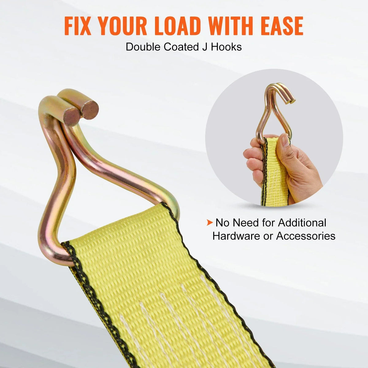 Heavy Duty Ratchet Straps - 4 Pack, 2" x 15', 5000 lbs Capacity with Double J Hook