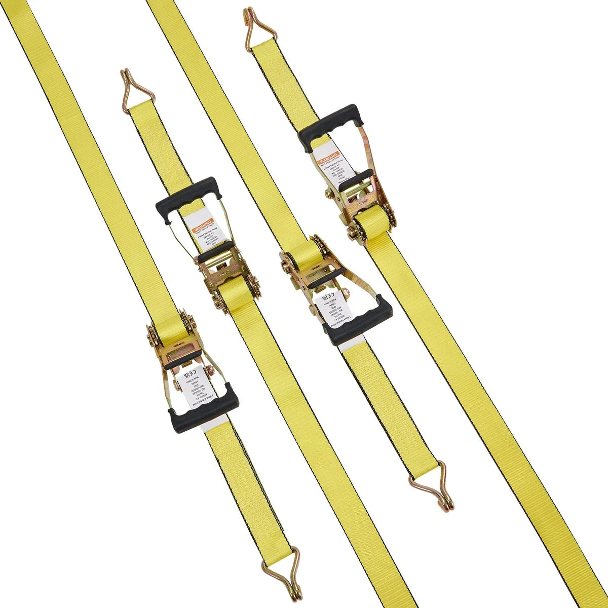 Heavy Duty Ratchet Straps - 4 Pack, 2" x 15', 5000 lbs Capacity with Double J Hook