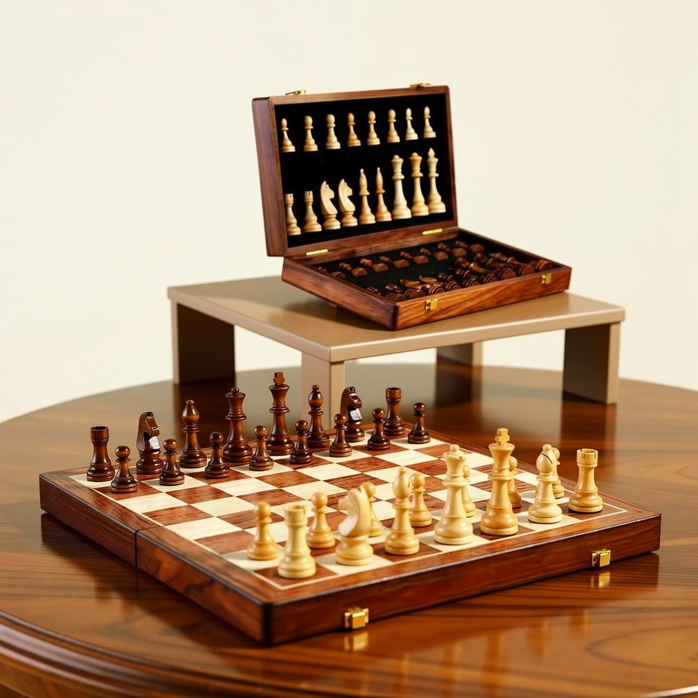 Elegant Wooden Chess Set | Portable & Foldable Design
