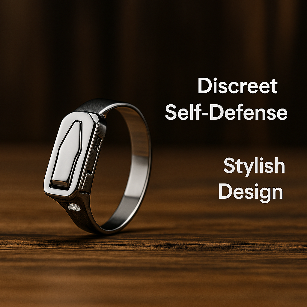 Compact Emergency Safety Ring with Hidden Blade - Stainless Steel Design