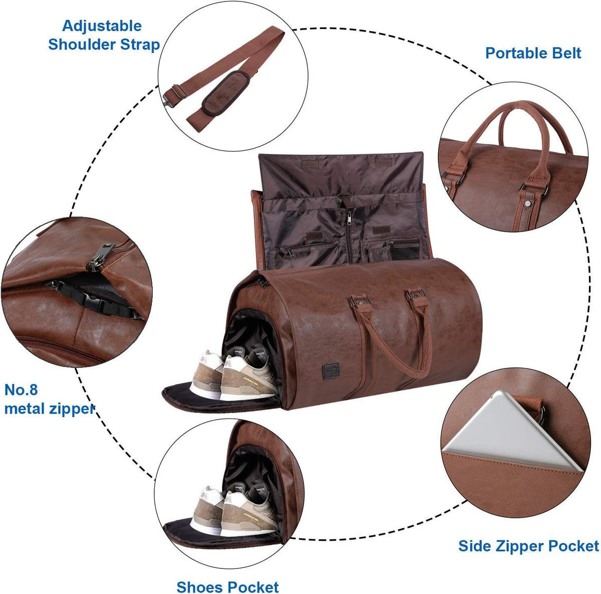 Weekender Suit Duffel and Carry-On Bag – Convertible PU Leather