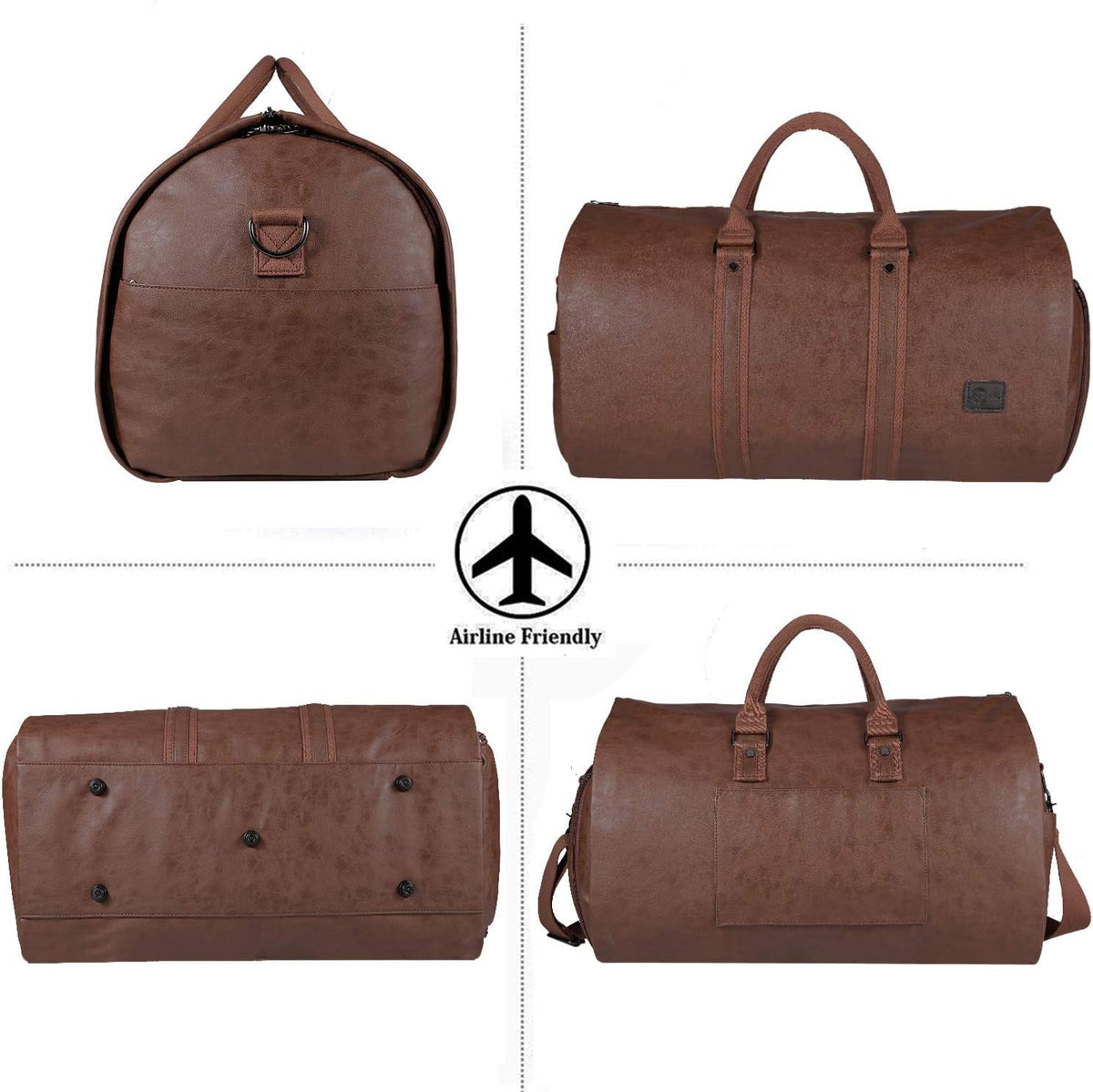 Weekender Suit Duffel and Carry-On Bag – Convertible PU Leather