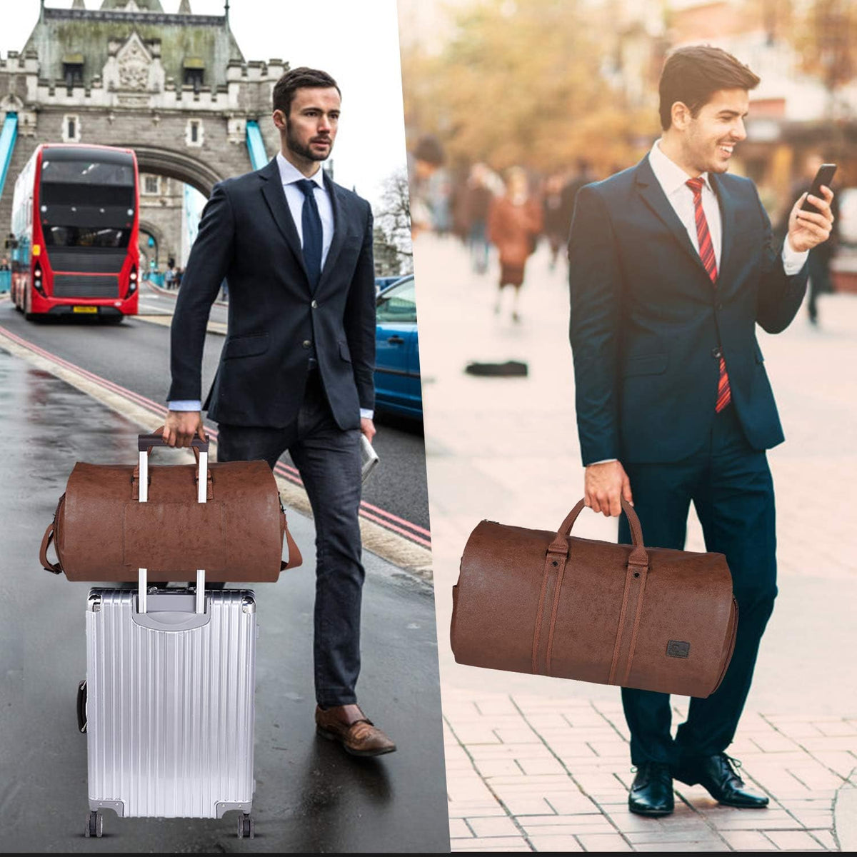Weekender Suit Duffel and Carry-On Bag – Convertible PU Leather