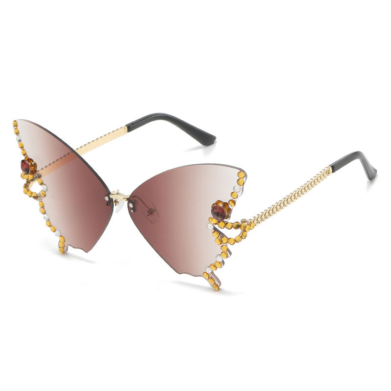 Crystal-Embellished Butterfly-Shaped Sunglasses