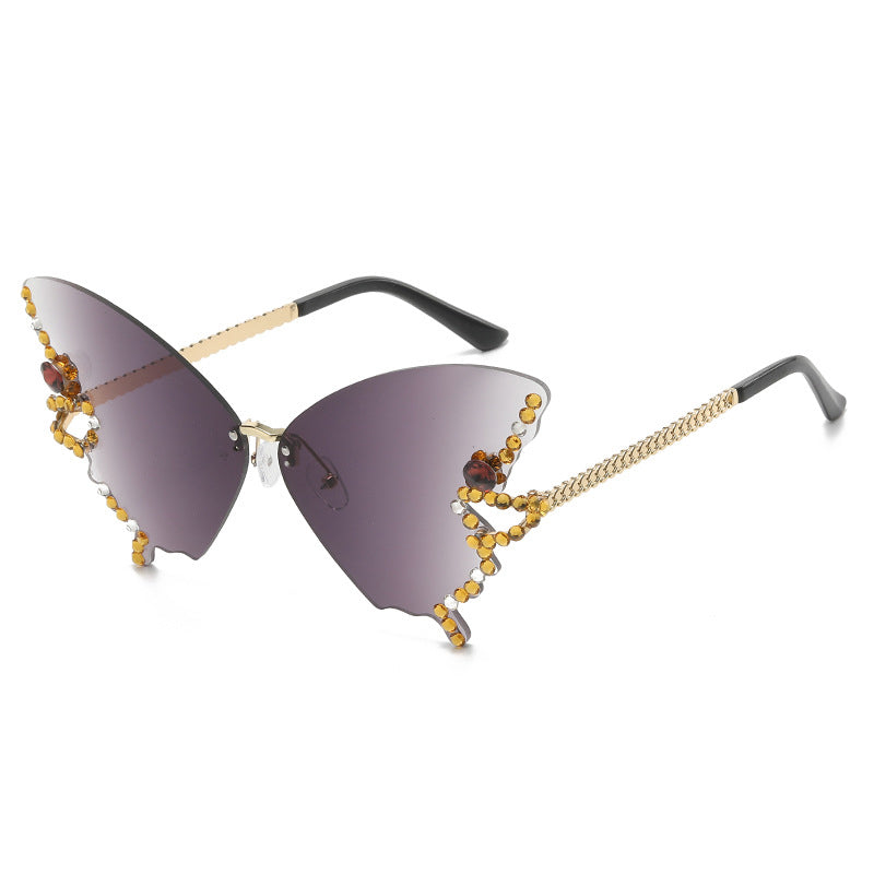 Crystal-Embellished Butterfly-Shaped Sunglasses