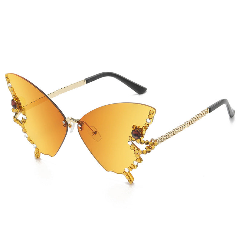 Crystal-Embellished Butterfly-Shaped Sunglasses