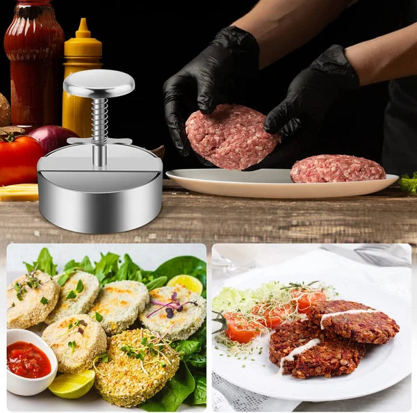 Non-Stick Aluminum Hamburger Patty Maker – Manual Burger Press for BBQ & Grilling