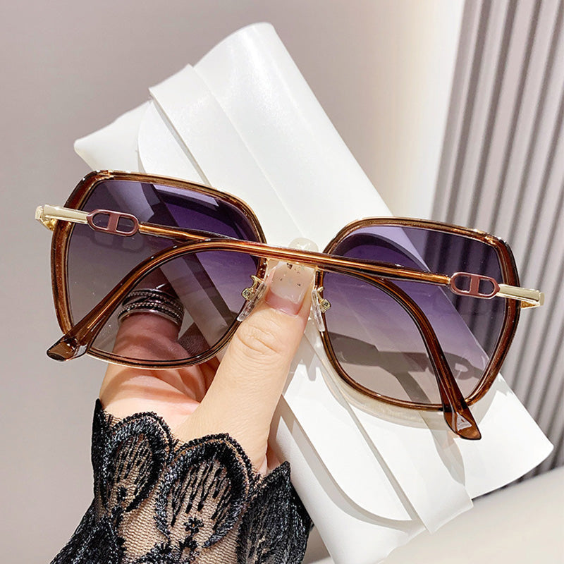 Metal Frame Oversized Sunglasses with Polarized Lenses
