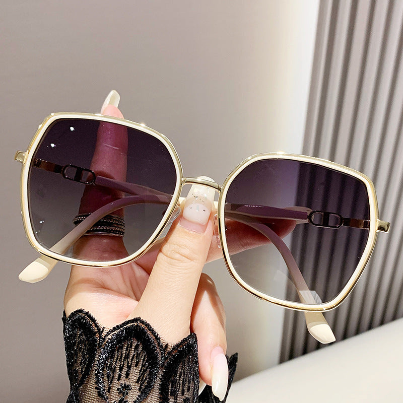 Metal Frame Oversized Sunglasses with Polarized Lenses