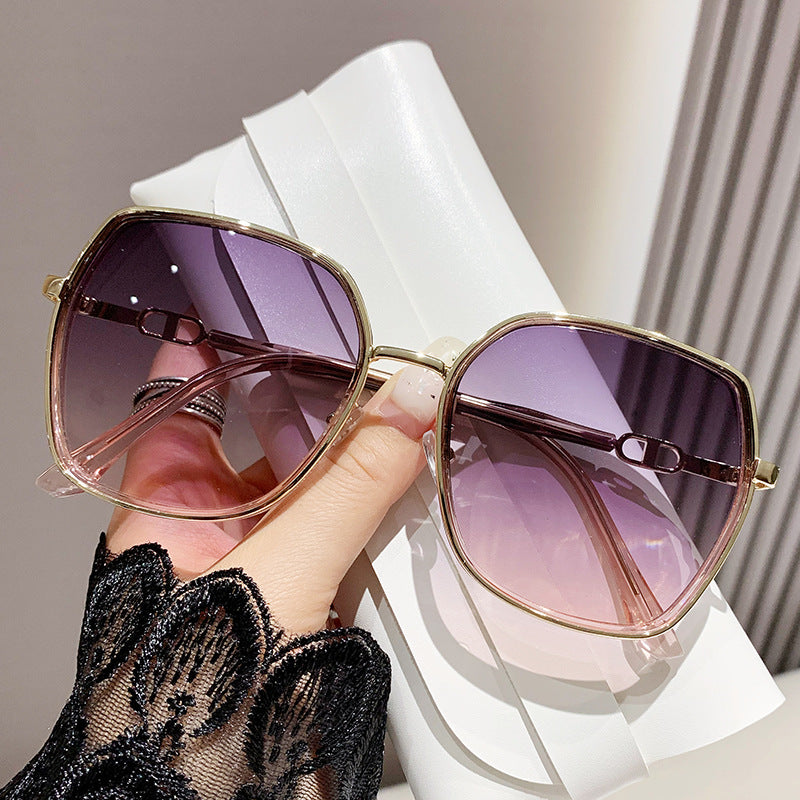 Metal Frame Oversized Sunglasses with Polarized Lenses