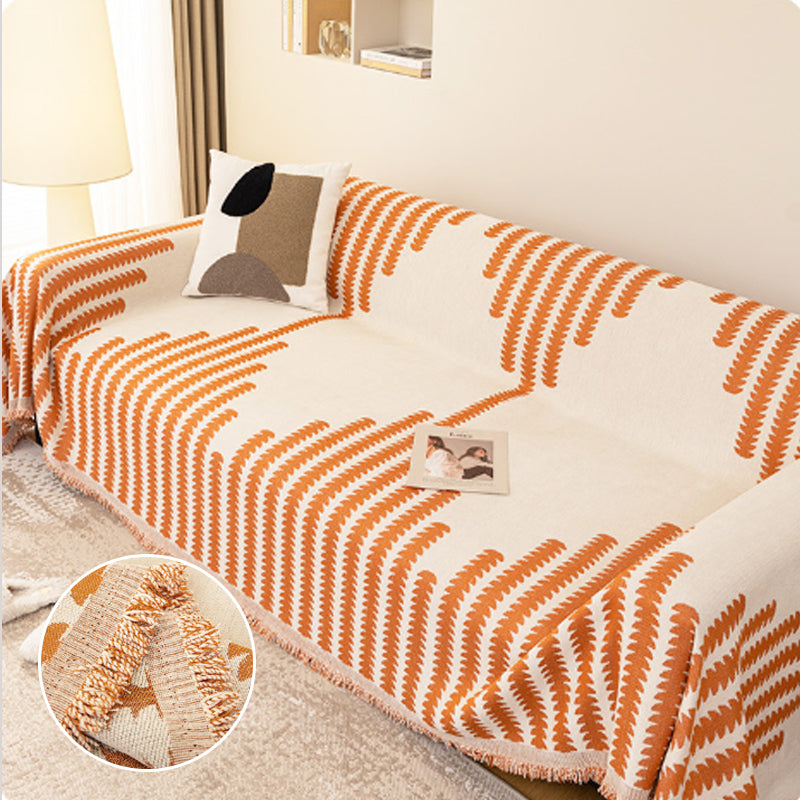 Non-Slip Sofa Cover in Striped Cotton Blend Fabric