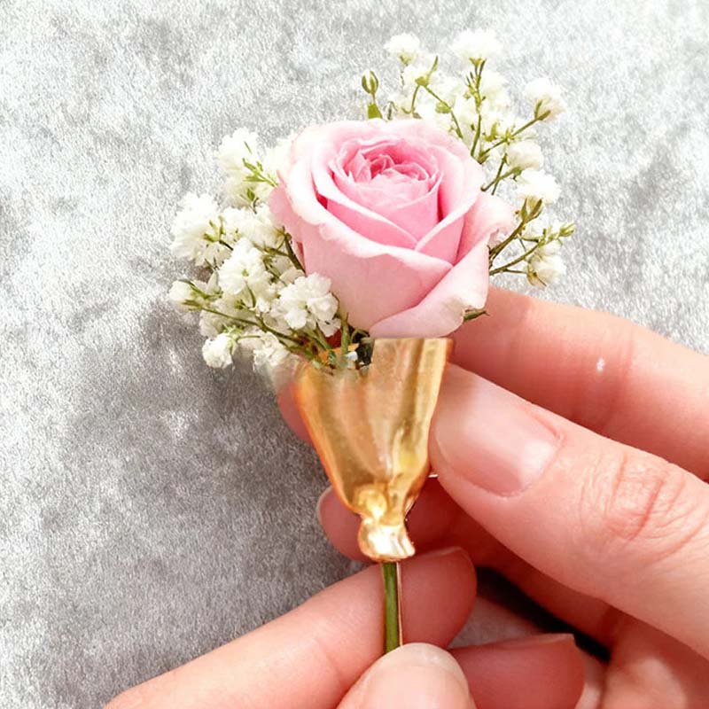 Mini Bouquet Holder Flower Brooch for Fresh Blooms