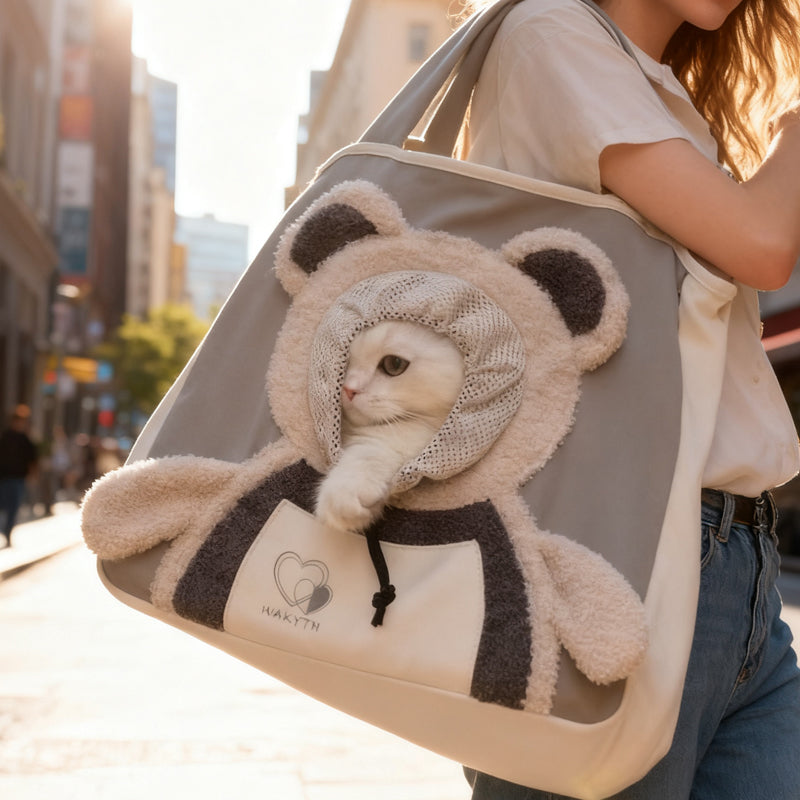 Comfortable and Secure Pet Bag with Bear Graphic