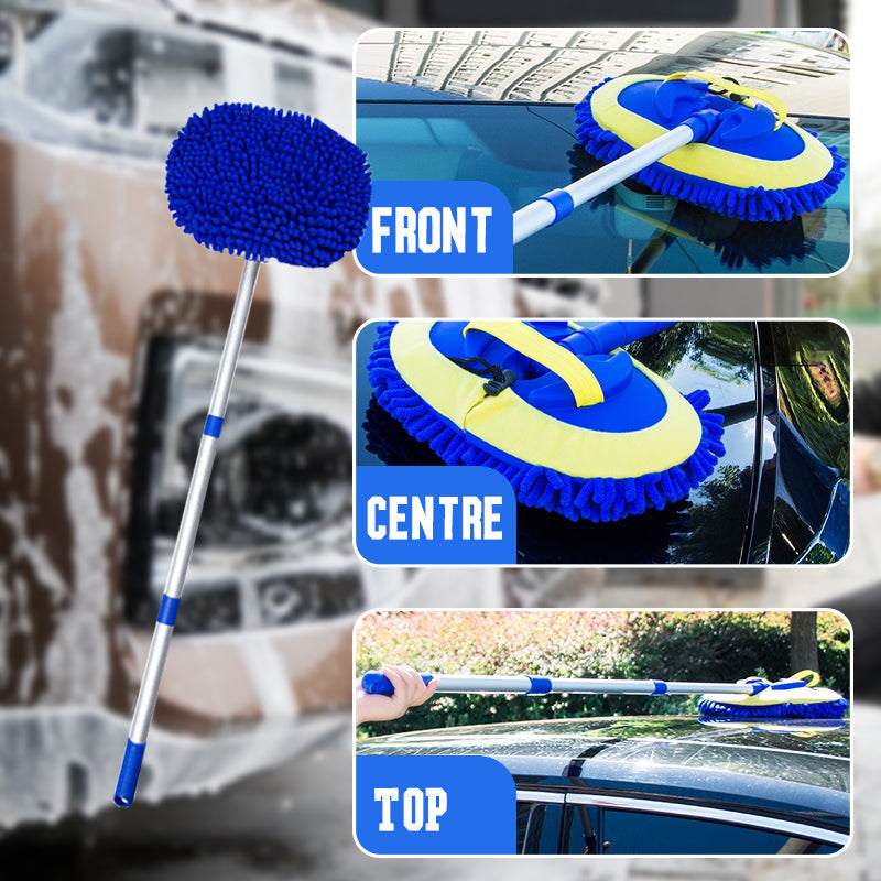 Aluminum Telescoping Car Wash Mop with Microfiber Cleaning Brush