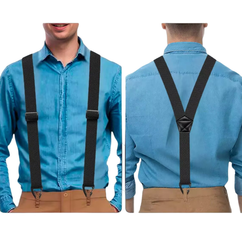 Adjustable X-Back and Y-Shape Hook Clip Suspenders for Men