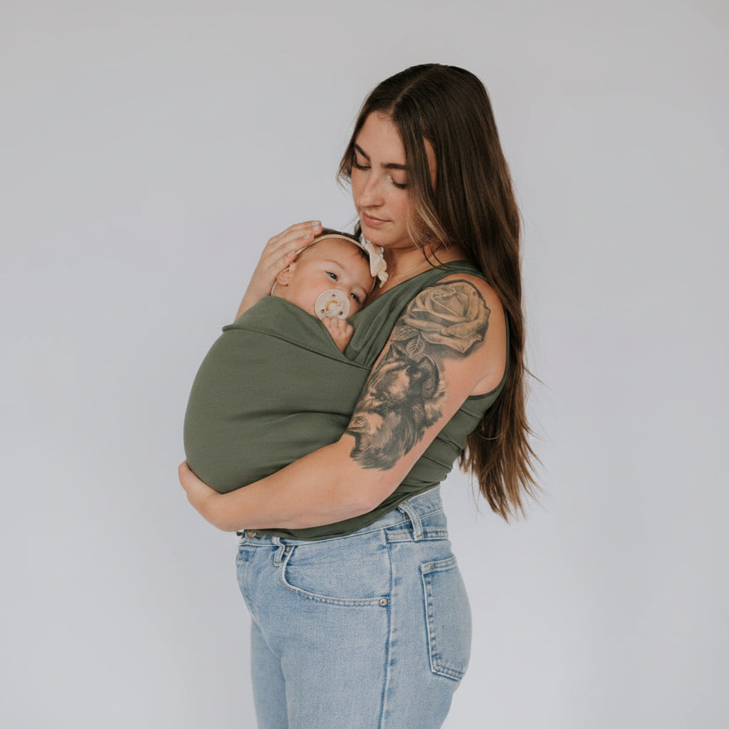 Stretchy Cotton T-Shirt for Babywearing with Integrated Baby Pouch, Washable
