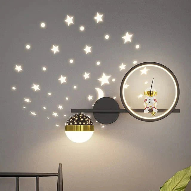 Moon and Star Design Wall Light for Kids' Room