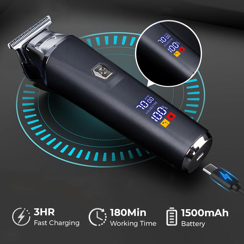 Precision Hair Clipper | Cordless Grooming Device with LED Display