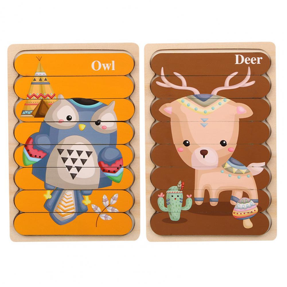 Double-Sided Educational Puzzle Set with Wooden Pegs for Kids
