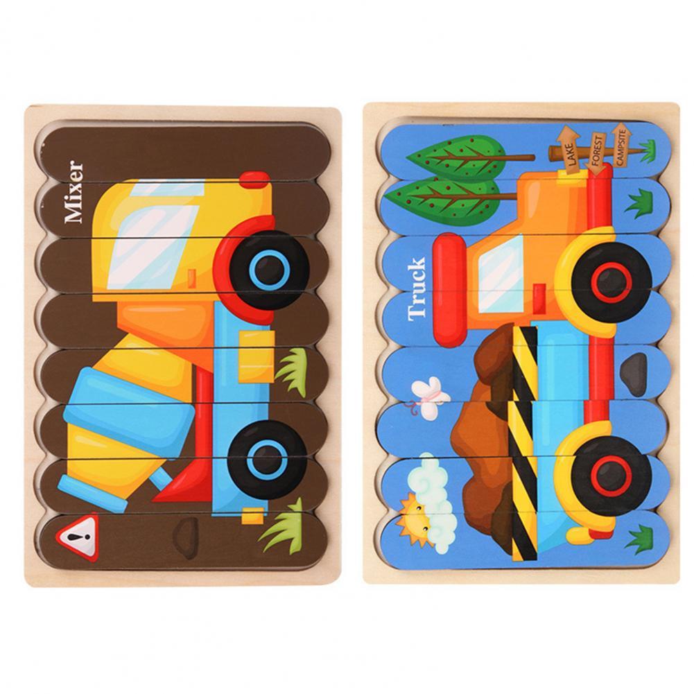 Double-Sided Educational Puzzle Set with Wooden Pegs for Kids