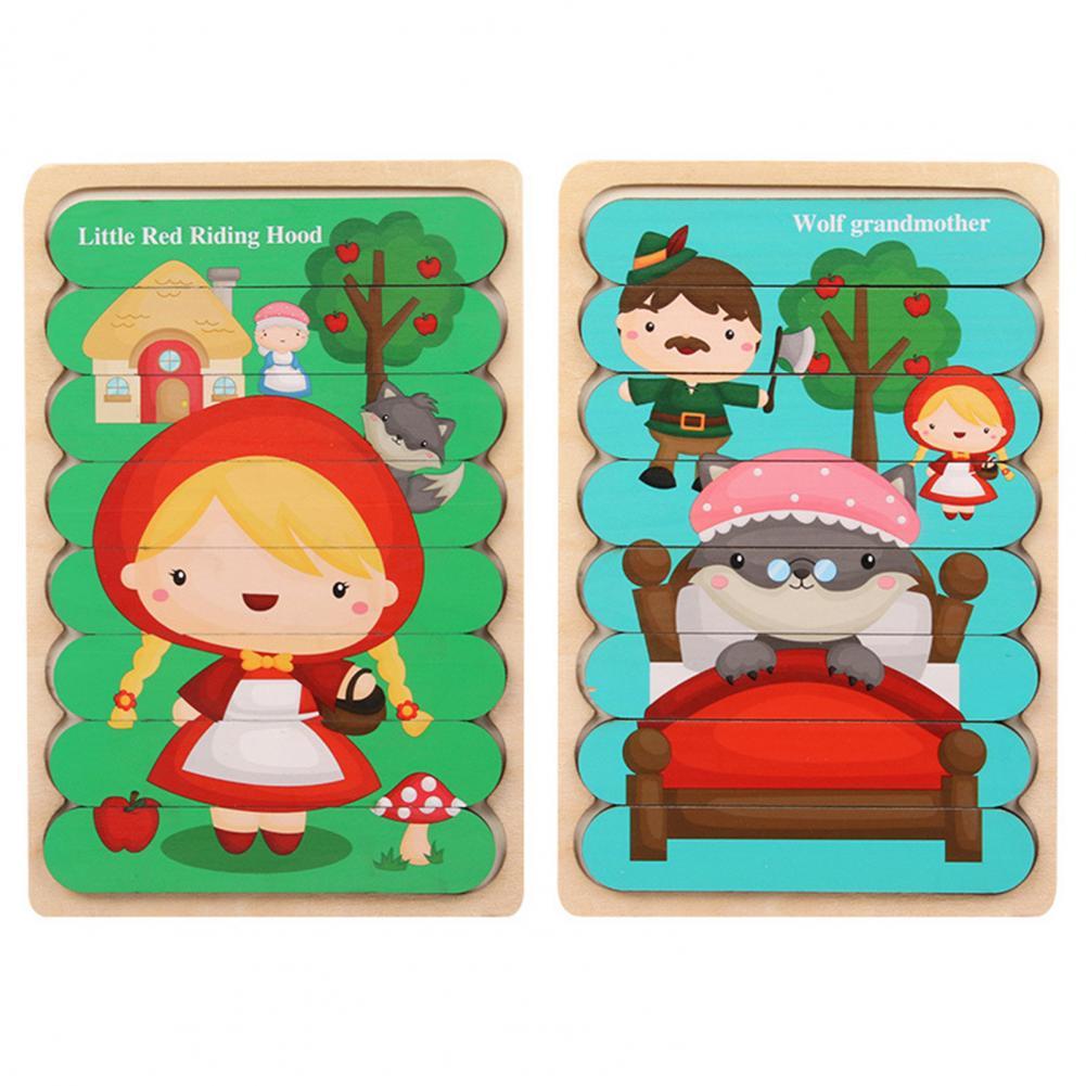Double-Sided Educational Puzzle Set with Wooden Pegs for Kids