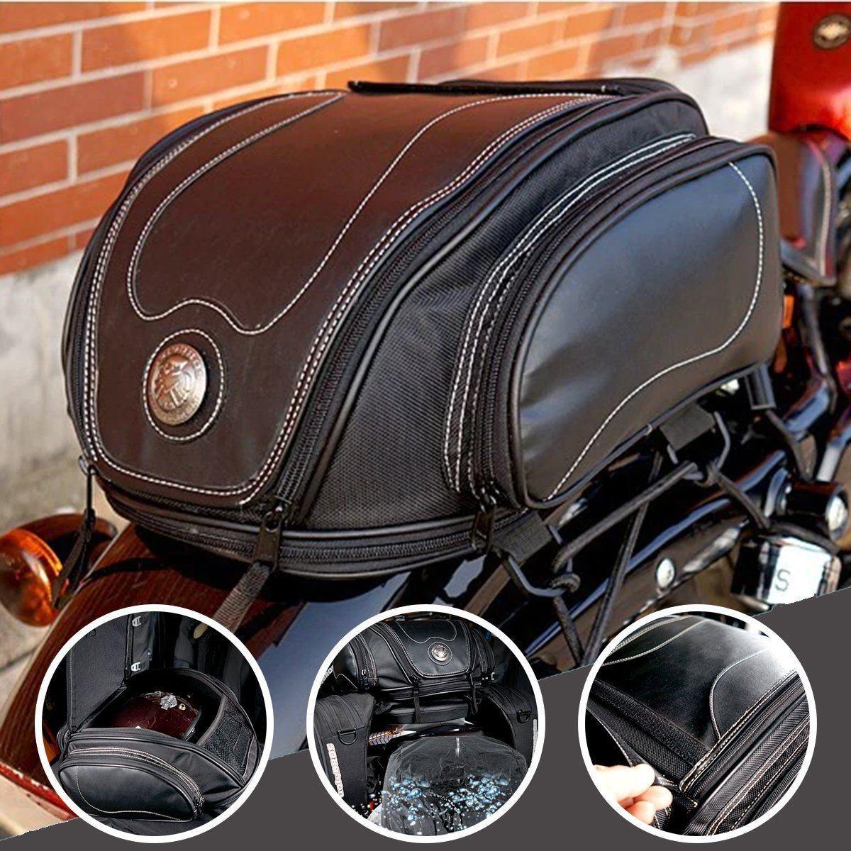 Expandable Rear Seat Luggage Bag for Motorcycles – Water-Resistant
