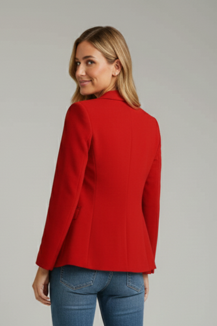 Women’s Tailored Single-Button Blazer with Notched Lapel for Office and Evening