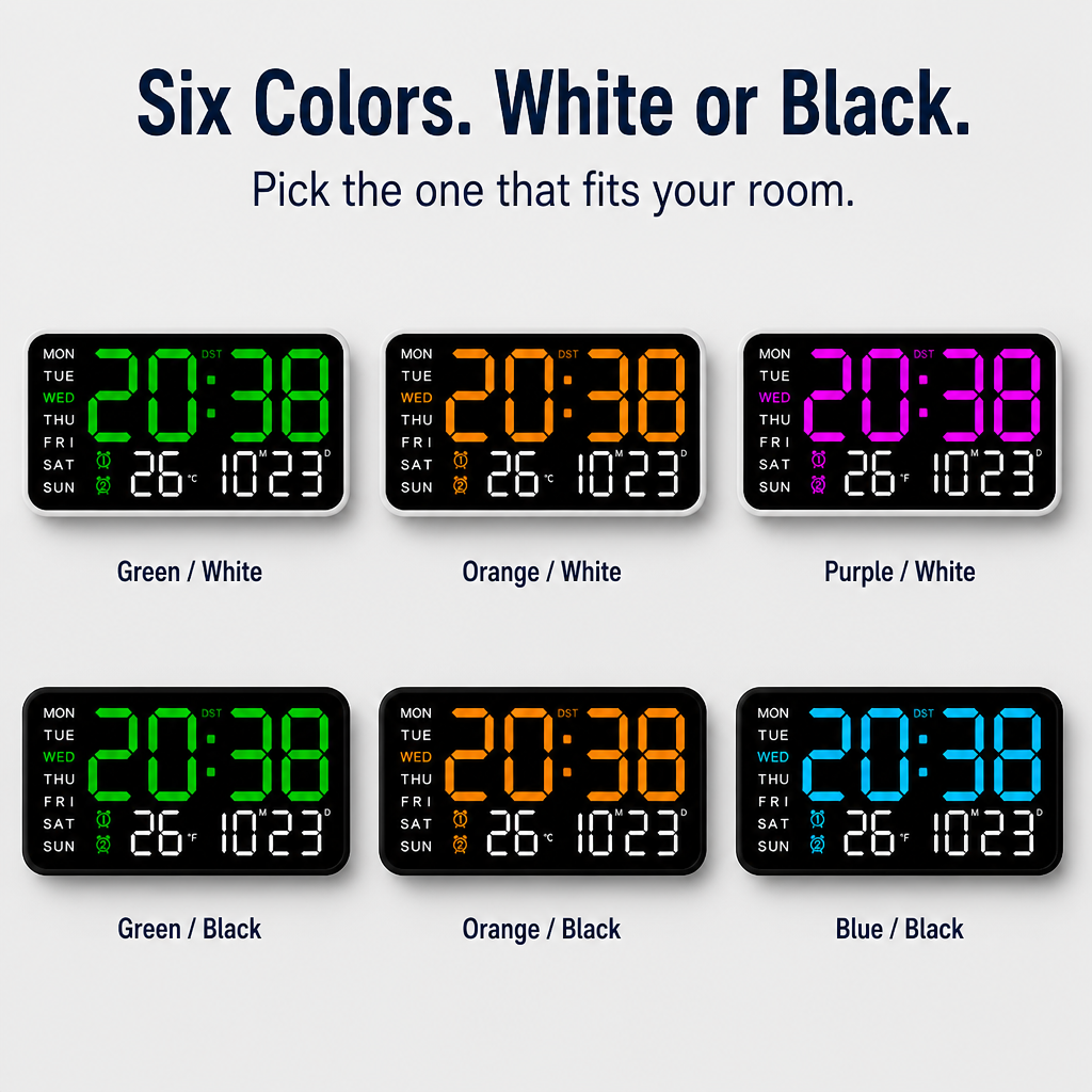 LumaVista™ — See the Day, Date, Time & Temp at a Glance, Zero Ticking