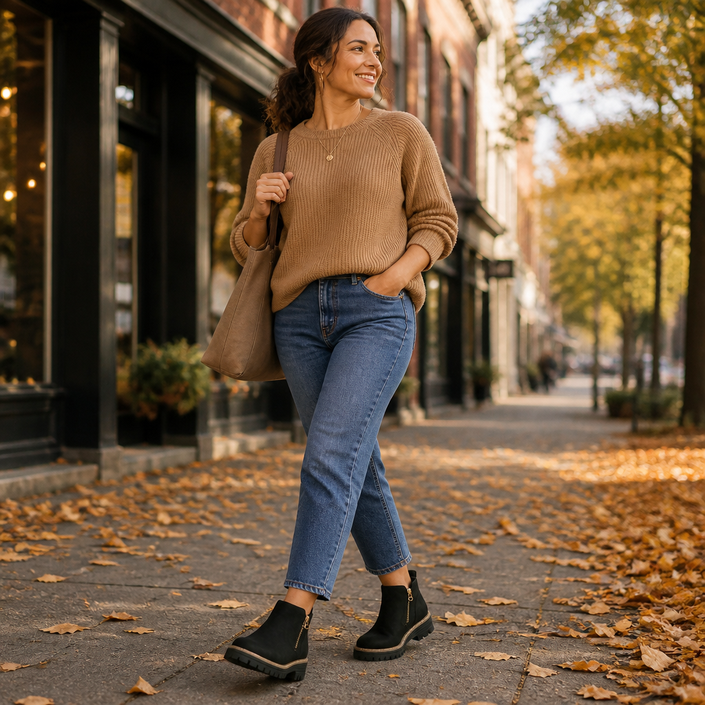 ArdentStride™ – Suede-Look Side-Zip Lug-Sole Ankle Boots