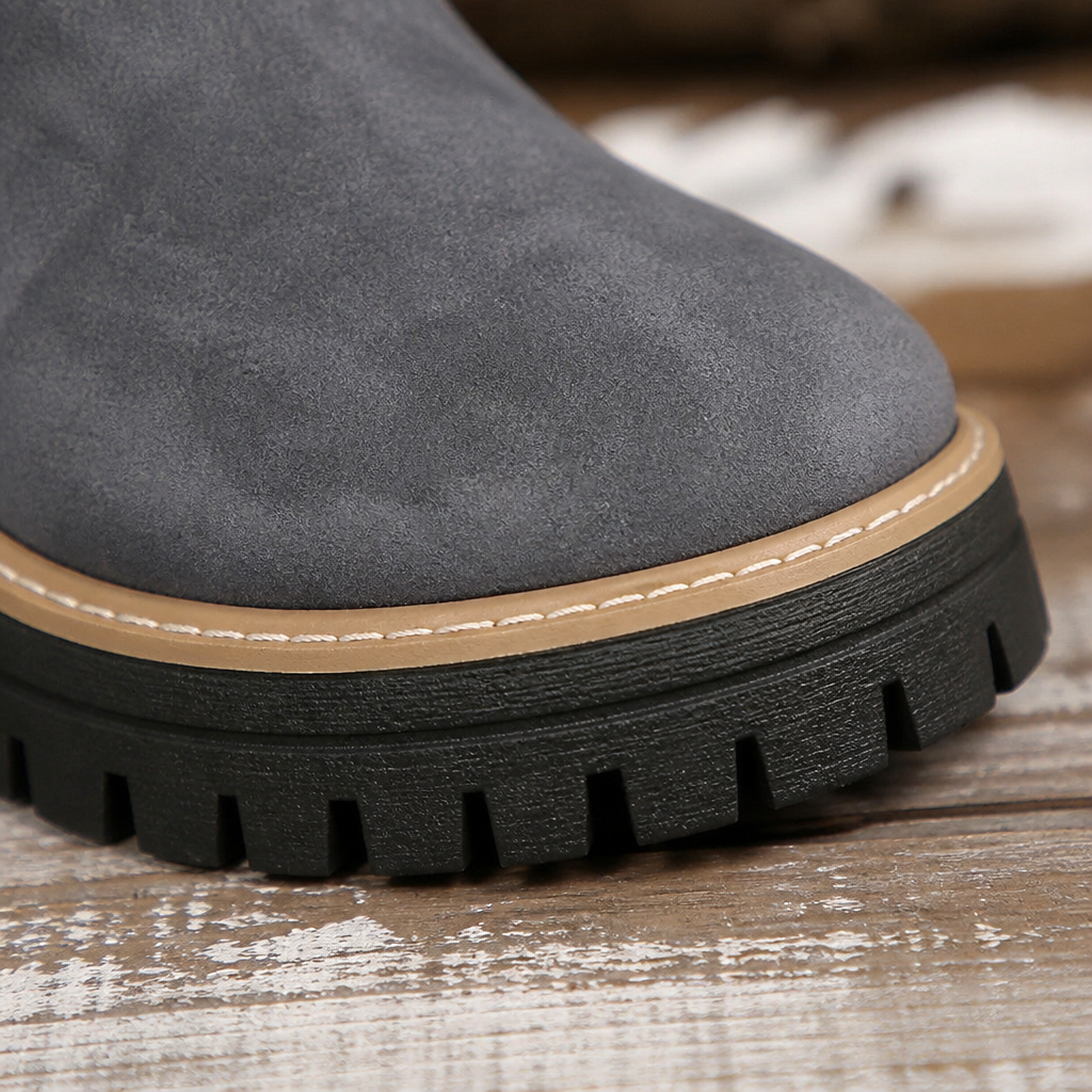 ArdentStride™ – Suede-Look Side-Zip Lug-Sole Ankle Boots