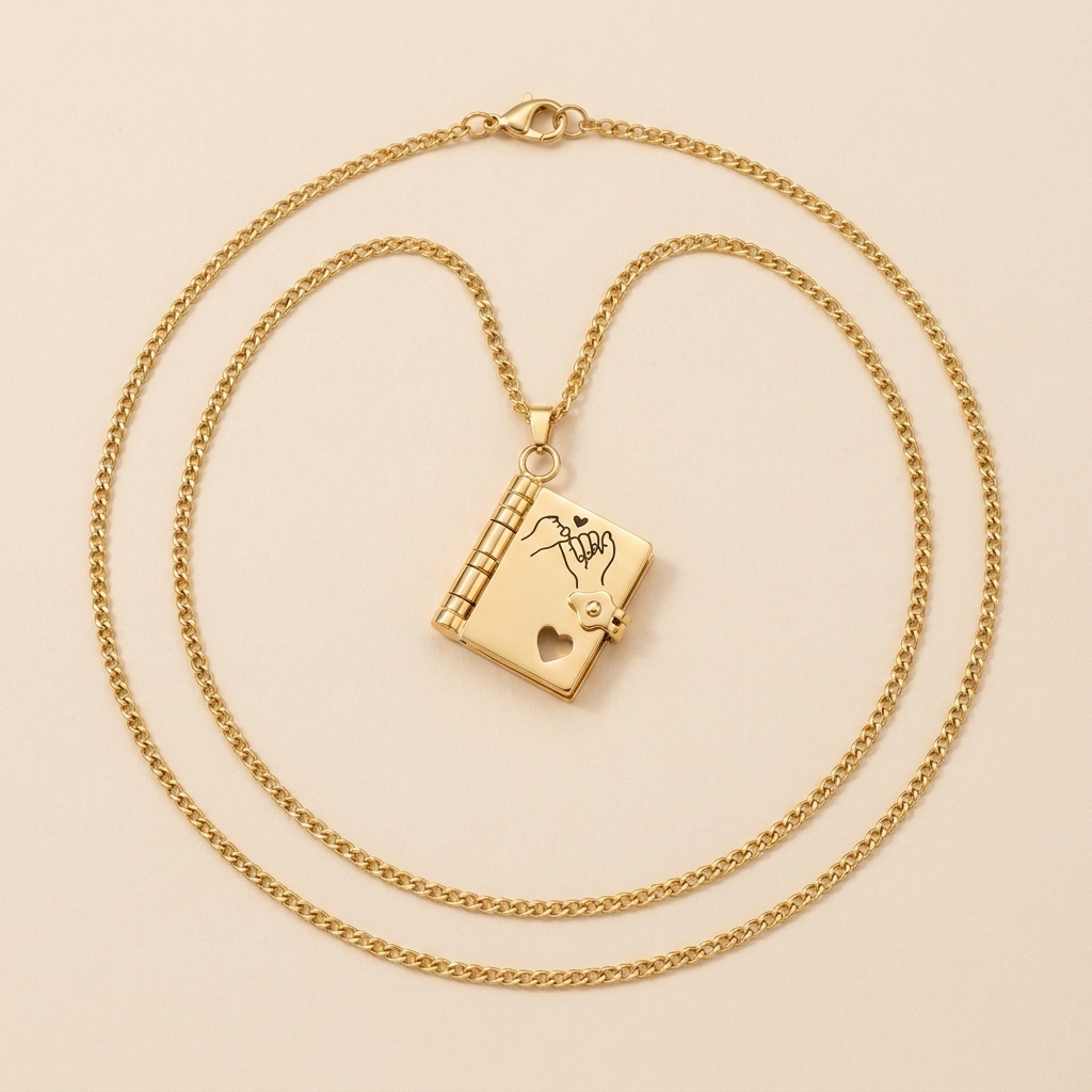 EverBond™ – Pinky Promise Book Locket Necklace with Hidden Fold-Out Pages