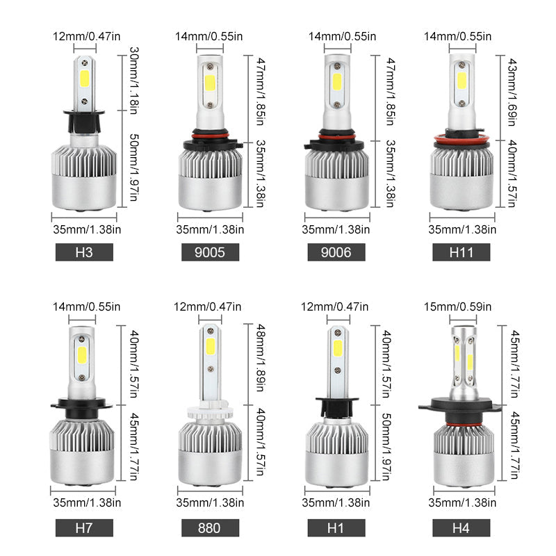 Car Headlight Bulbs - H7, H4, H1, H11 with COB LED Technology