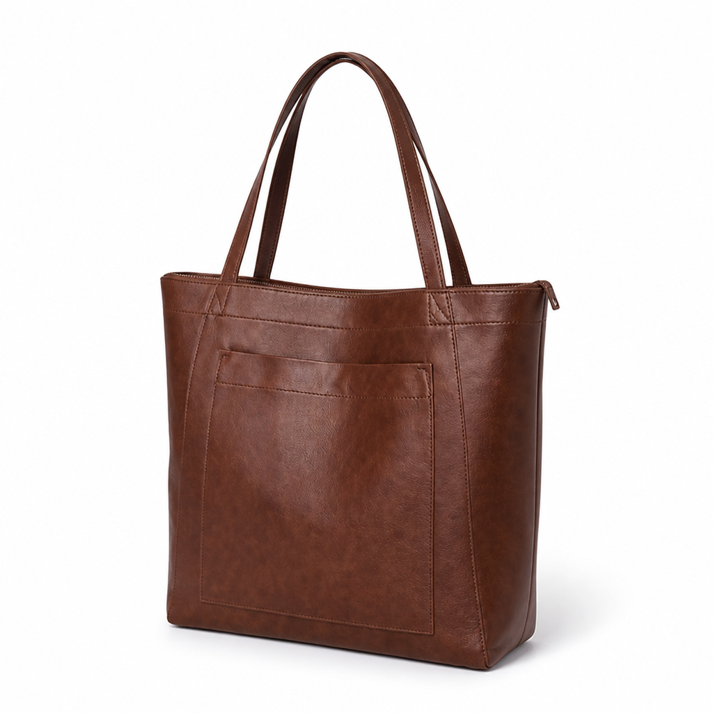 Premium PU Leather Convertible Zip-Top Tote Bag