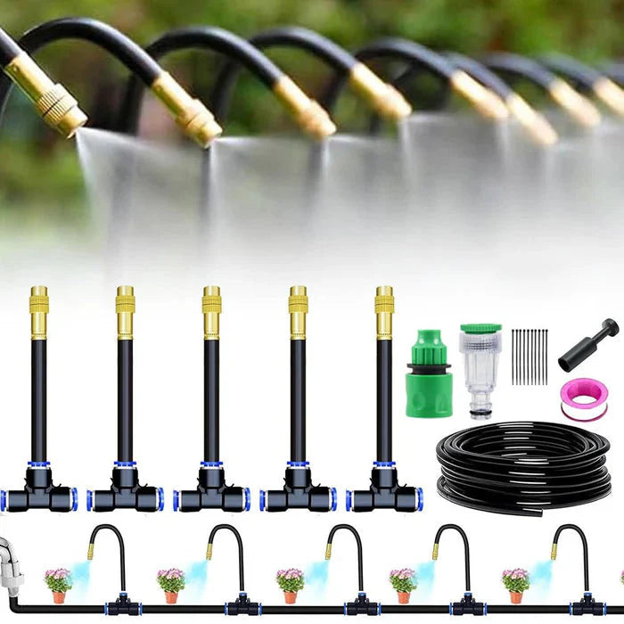 20 Meter Garden Misting System – Patio Cooling & Irrigation with 20 Brass Jets