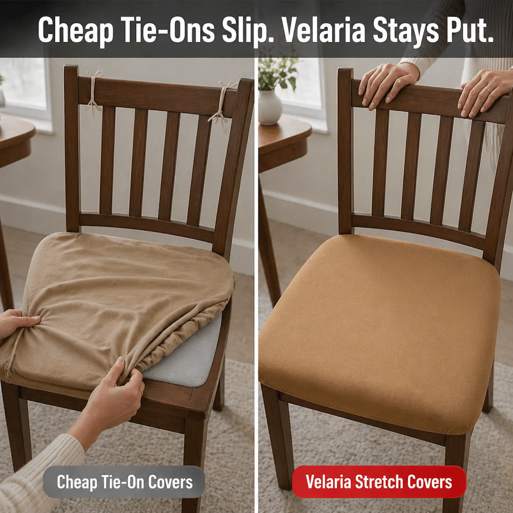 Velaria™ Dining Chair Seat Covers — Conceal Stains and Revive Worn Chairs in Minutes