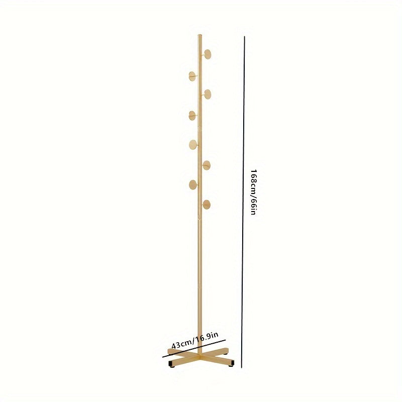 Freestanding Metal Garment Rack with Hooks for Coats and Bags