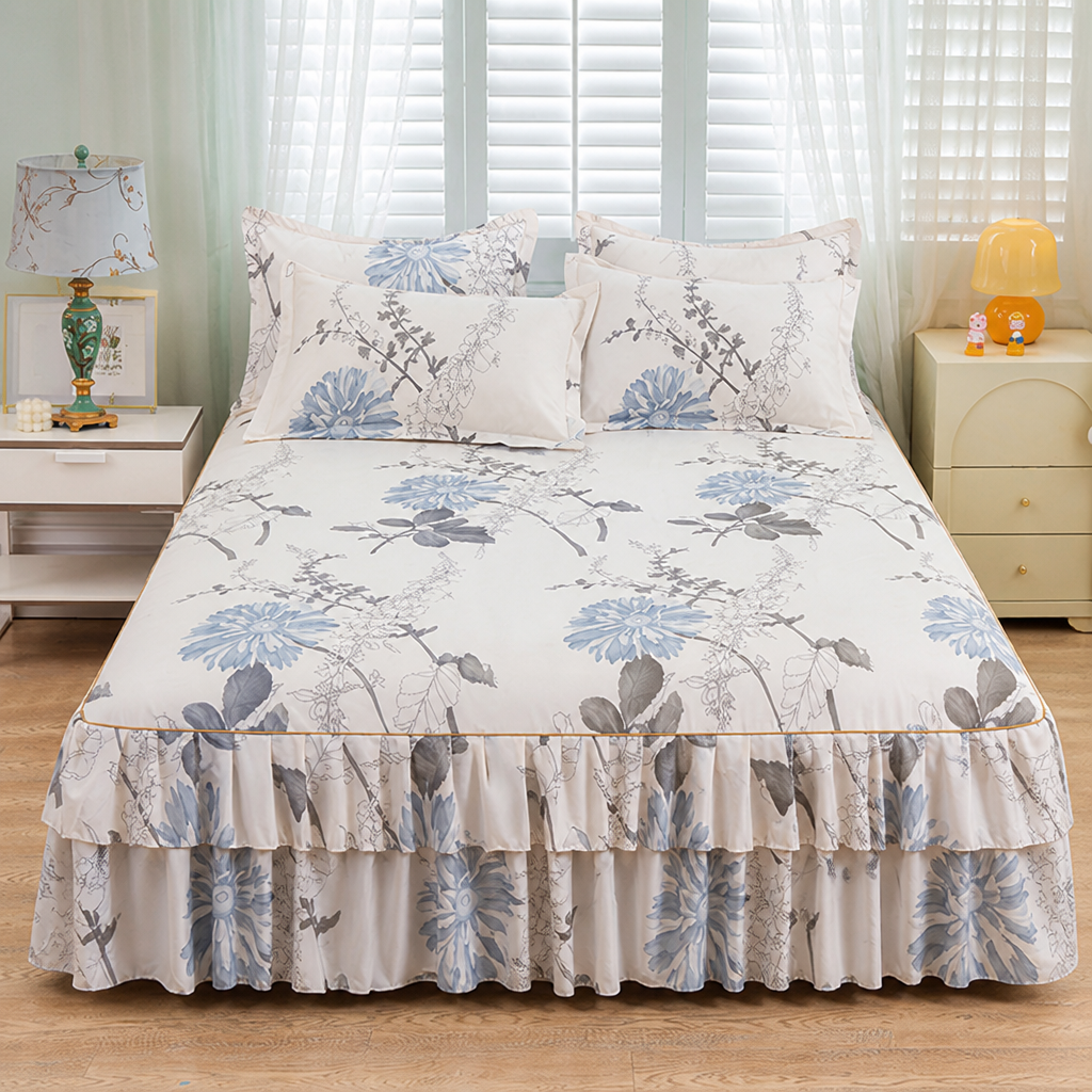 Three-Piece Ruffled Bedding Set™ — Wrap Your Bedroom in Cozy Elegance and Effortless Charm