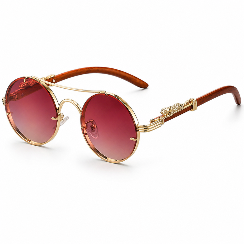 Feather-Light Metal Round Sunglasses (Animal Accent)