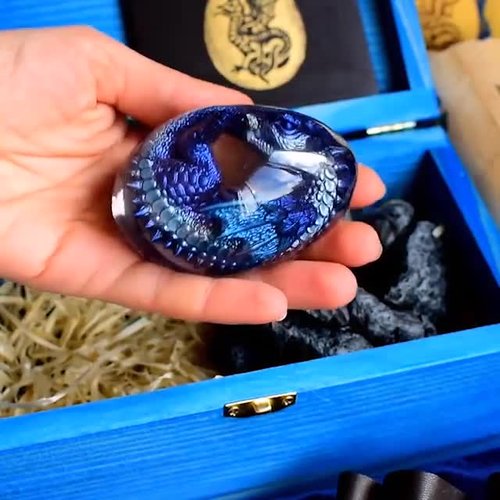 Crystal Dragon Egg with Intricate Dragon Figurine Inside