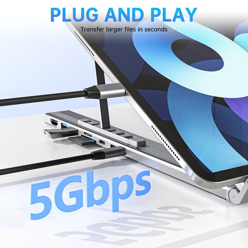VoltEdge™ 8-Port Docking Station with Adjustable Stand — Elevate Your Comfort and Crush Workday Fatigue