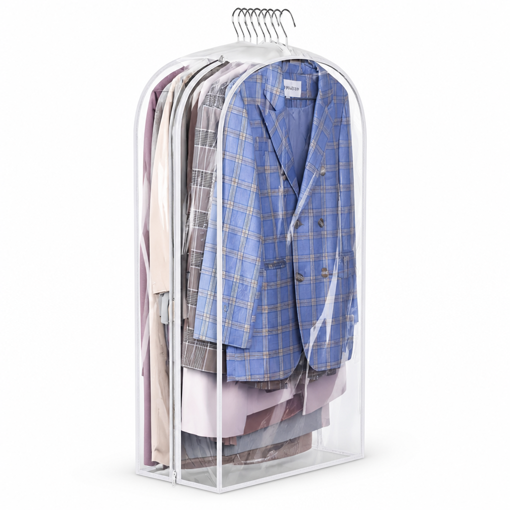 Waterproof Clear Side-Zip Garment Bag (Holds Up to 10 Suits)