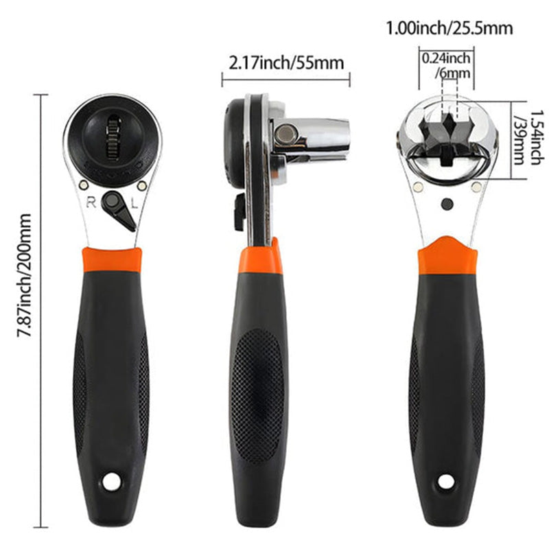 Chrome Vanadium Steel Ratchet Wrench with Adjustable Features