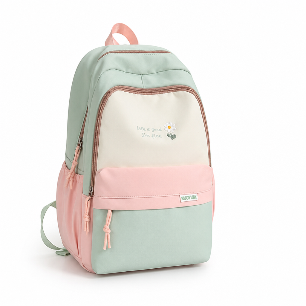 Lightweight Large Capacity Backpack (Daisy & Letter Print)
